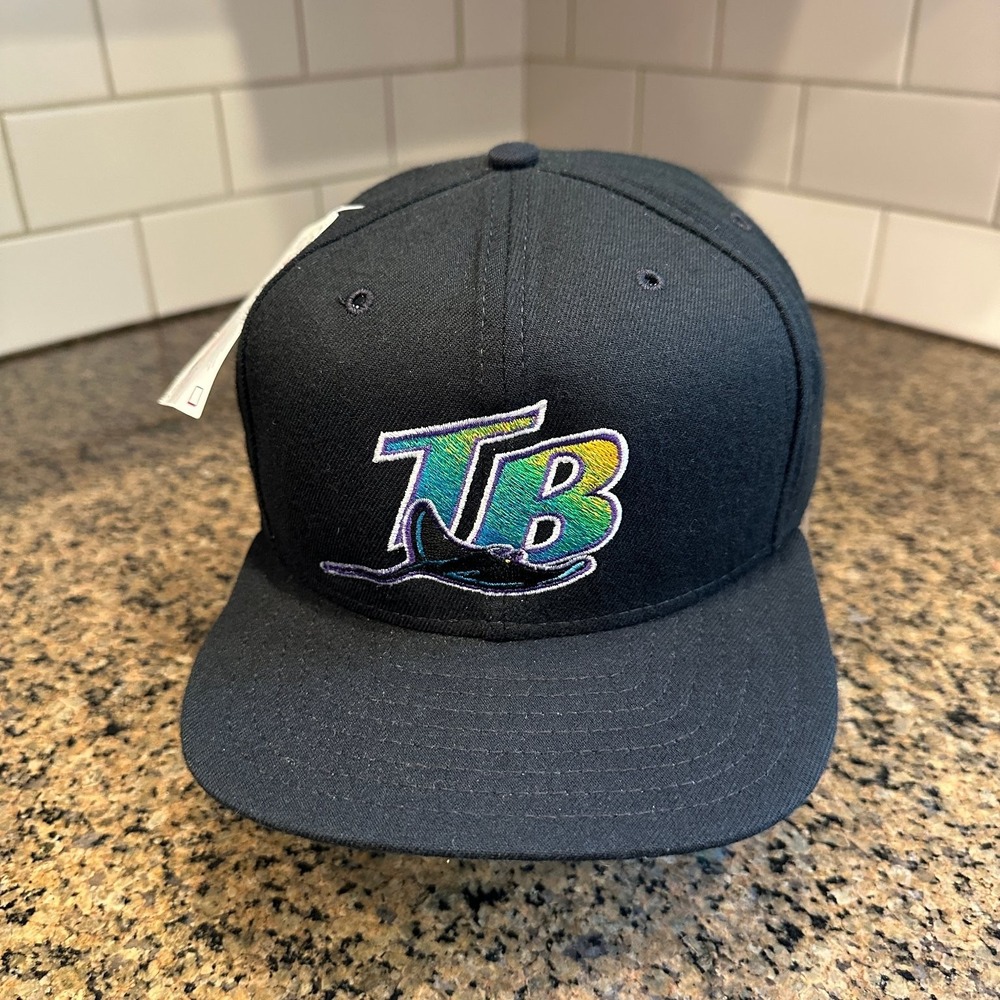 Vtg 90s Tampa Bay Rays New Era Hat Snapback Black MLB Made in USA Deadstock
